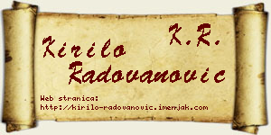 Kirilo Radovanović vizit kartica